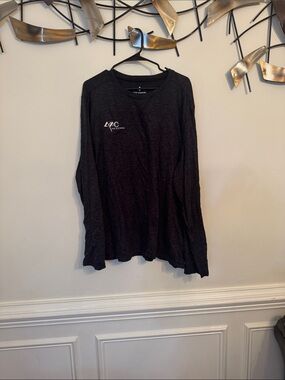 Free Country Men's Long-Sleeve Crewneck Tee in Black with Small White Logo